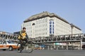 Cyclist in Xidan shopping street, Beijing, China